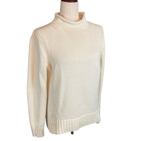 J. Crew 1988 Roll Neck 100% Cotton Sweater Cream Women's Medium - Picture 4 of 8